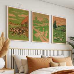 Rustic Farmhouse Prints Set, Vintage Country Landscape Posters - thumbnail 4