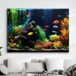 Fish Tank Water Aquascape Feature Aquatic Lover Wall Art Framed Canvas Poster Print Home Office Bedroom Games Room Decor Gift Idea - thumbnail 1