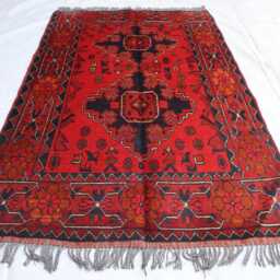 3x5 Ft Khal Mohammedi Bukhara Afghan Handmade Rug, Bokhara Red Turkmen Oriental Geometric Livingroom, D??cor Office Area Rug - thumbnail 2