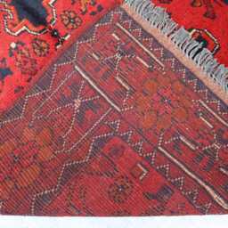 3x5 Ft Khal Mohammedi Bukhara Afghan Handmade Rug, Bokhara Red Turkmen Oriental Geometric Livingroom, D??cor Office Area Rug - thumbnail 4