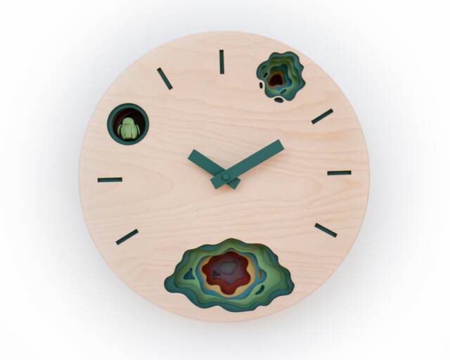 Modern Wooden Cuckoo Clock, Colorful Layered Wall Decor, Artistic Design - image 1