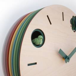 Modern Wooden Cuckoo Clock, Colorful Layered Wall Decor, Artistic Design - thumbnail 3