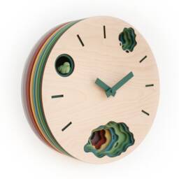 Modern Wooden Cuckoo Clock, Colorful Layered Wall Decor, Artistic Design - thumbnail 2
