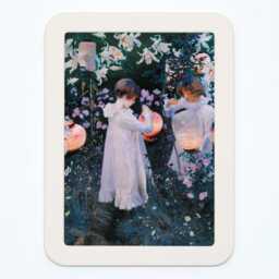 Carnation, Lily, Rose John Singer Sargent Children Girls Lanterns Classic Painting Wooden Framed Art Print - thumbnail 2