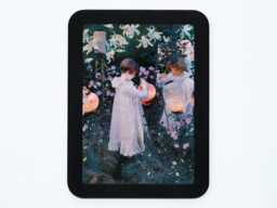 Carnation, Lily, Rose John Singer Sargent Children Girls Lanterns Classic Painting Wooden Framed Art Print - thumbnail 1
