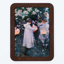 Carnation, Lily, Rose John Singer Sargent Children Girls Lanterns Classic Painting Wooden Framed Art Print - thumbnail 3