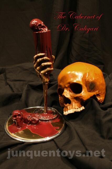The Cabernet Of Dr. Caligari - Grapes Wraith Nightmare Blood Centerpiece Art ~ Sculpture Set Display Goblet Psycho Death Skull Horror - image 1