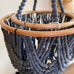 Dark Wood Beaded Lampshade, Bohemian Chandelier, Boho Pendant Light, Lighting, Natural Lamp Shade, Handcraft L - thumbnail 2
