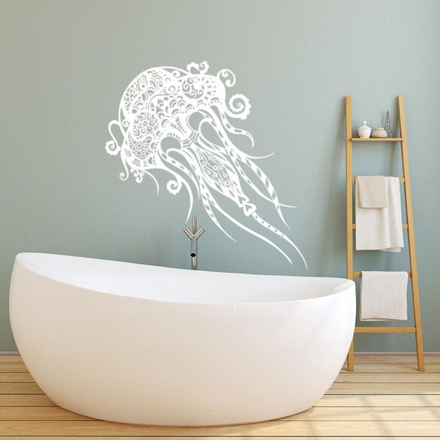 Jellyfish Wall Decal/Mandala Sticker Boho For Bathroom Nautical Art Decor - image 1