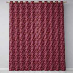 Elegant White Paisley Pattern Ruby Backgrounds Readymade Eyelet Ring Top Thermal 100% Blackout Curtains - thumbnail 2