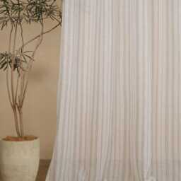 Dexter Linen Sheer Curtain, Striped Natural For Bedroom & Livingroom, Extra Long Curtain Drape, 1Pc - thumbnail 2