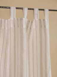 Dexter Linen Sheer Curtain, Striped Natural For Bedroom & Livingroom, Extra Long Curtain Drape, 1Pc - thumbnail 1