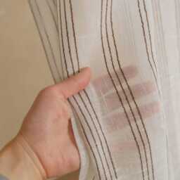 Dexter Linen Sheer Curtain, Striped Natural For Bedroom & Livingroom, Extra Long Curtain Drape, 1Pc - thumbnail 3