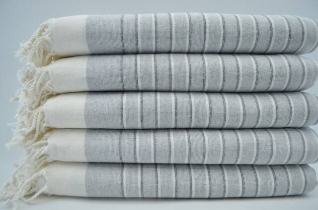 "Gray Striped Terry Towel, 100cmx165cm, Terry Peshtemal, Beach Towel, Turkish Towels, Turkish Peshtemal, Soft Towel, 40""x65" - image 1