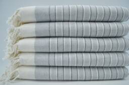 "Gray Striped Terry Towel, 100cmx165cm, Terry Peshtemal, Beach Towel, Turkish Towels, Turkish Peshtemal, Soft Towel, 40""x65"