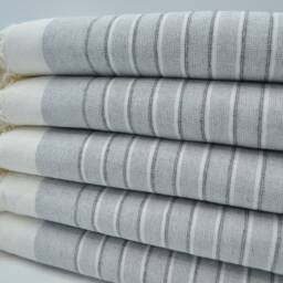 "Gray Striped Terry Towel, 100cmx165cm, Terry Peshtemal, Beach Towel, Turkish Towels, Turkish Peshtemal, Soft Towel, 40""x65" - thumbnail 3