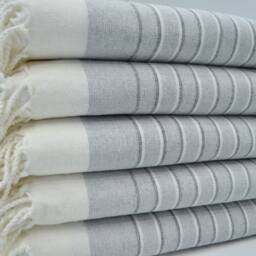 "Gray Striped Terry Towel, 100cmx165cm, Terry Peshtemal, Beach Towel, Turkish Towels, Turkish Peshtemal, Soft Towel, 40""x65" - thumbnail 2