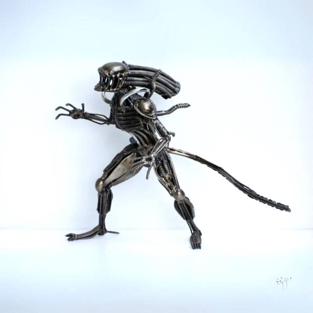 Alien Scrap Metal Sculpture, Handmade Recycled Art, One-Of-A-Kind Father's Day Gift For Him - image 1