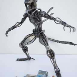 Alien Scrap Metal Sculpture, Handmade Recycled Art, One-Of-A-Kind Father's Day Gift For Him - thumbnail 2