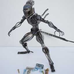 Alien Scrap Metal Sculpture, Handmade Recycled Art, One-Of-A-Kind Father's Day Gift For Him - thumbnail 4