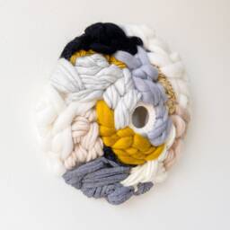 Round Handwoven Wall Hanging - Boho Chic Textured Round Woven Art Circular Mural Weaving For Home Decor - thumbnail 4