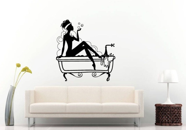 Bath Lady Relax Bathroom Bubbles Beauty Rest Salon Spa Wall Sticker Decal Vinyl Mural Decor Art L2317 - image 1