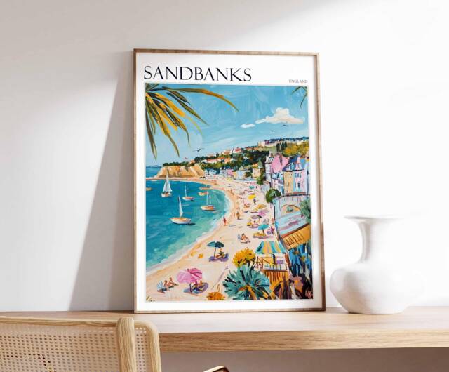 Sandbanks Beach Travel Poster Coastal UK Wall Art - image 1