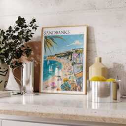 Sandbanks Beach Travel Poster Coastal UK Wall Art - thumbnail 3