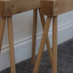 Bespoke Slim Hallway Entryway European Oak Bench Seat - thumbnail 4