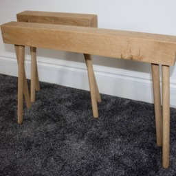 Bespoke Slim Hallway Entryway European Oak Bench Seat - thumbnail 3