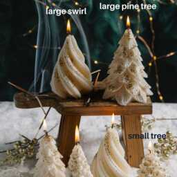 White & Gold Christmas Tree Candle - Luxury Seasonal Decor Sparkle Winter Centrepiece Handmade Holiday Accent Gift - thumbnail 3