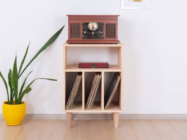Record Player Stand, Vinyl Credenza, Storage Cabinet - Akselerert - image 1