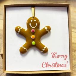 Fused Glass Christmas Gingerbread Man Decorations, Send A Hug Tree Ornaments, Quirky Fun - thumbnail 2