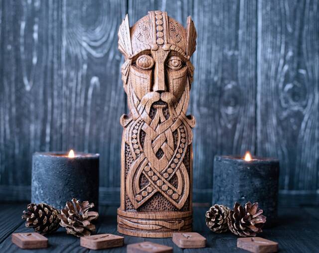 Odin, Wotan, Old Norse Pagan God Statue, For Asatru Altar Kit & Heathen Ritual - image 1