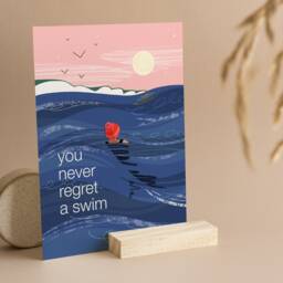Wild Swimming Art Print Coastal Moonlit Swim A4/A3/A2 - thumbnail 2