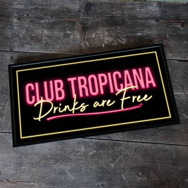 Club Tropicana Neon Style Metal Print - Framed Bar Sign - image 1