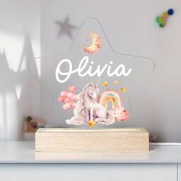 Personalised Led Unicorn Star Lamp, Kids Night Light Gift, Rainbow Light, Birthday Gifts For Kids, Baby Girl Nursery Table - thumbnail 4