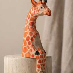 Whimsical Sitting Giraffe Wooden Shelf Sitter Handmade Safari Animal Decor Nursery Art Unique Gift For Lovers - thumbnail 2