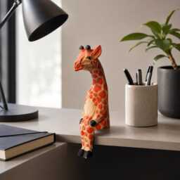 Whimsical Sitting Giraffe Wooden Shelf Sitter Handmade Safari Animal Decor Nursery Art Unique Gift For Lovers - thumbnail 3