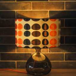 Mid Century Modern Olive Green Orange Cream Lampshade 25cm 30cm 35cm 40cm 45cm - Drum Lamp Shade Handmade Home Decor Ceiling - thumbnail 3