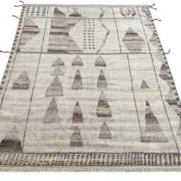 Hand-Knotted Moroccan Beni Ourain Rug, 100% Natural Wool, Modern Berber Carpet For Living Room - thumbnail 2