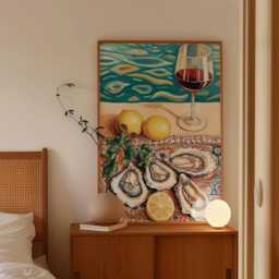 Oyster & Wine Poster, Mediterranean Coastal Print, Kitchen Wall Art - thumbnail 2