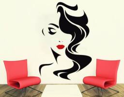 Woman Face Vinyl Wall Decal Beauty Salon Decor T105 - thumbnail 1