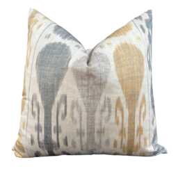 Luxury Designer Sheila Coombes Ancestral Robe Ikat Black Grey Cushion Pillow Throw Cover - thumbnail 1