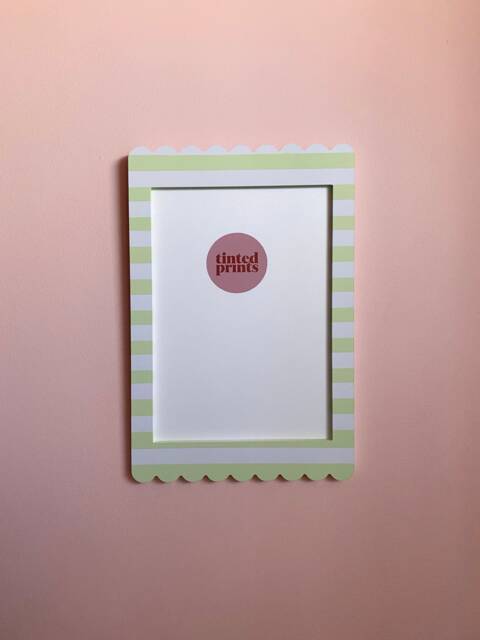 Scallop Picture Frame A4 - Mint White Stripe Free Shipping Australia Gallery Wall Unique Home Decor Gift Australian Made - image 1