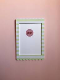 Scallop Picture Frame A4 - Mint White Stripe Free Shipping Australia Gallery Wall Unique Home Decor Gift Australian Made - thumbnail 1