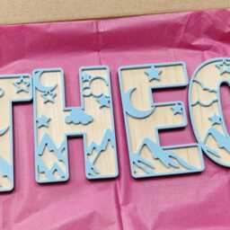 Moon & Mountains Letters Alphabet, Personalised Moon & Stars Wall Name Sign, Adventure Nursery Decor, Explorer Kids Bedroom, Girl Boy Room - thumbnail 4