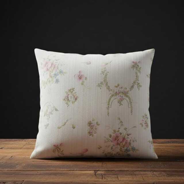 Handmade Cream Floral Cushion Cover - - 18x18 - image 1