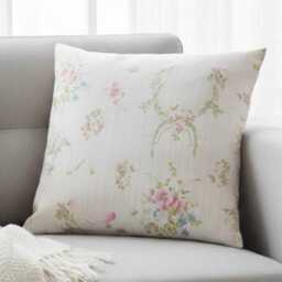Handmade Cream Floral Cushion Cover - - 18x18 - thumbnail 2