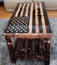 Wood Inlay American Flag Coffee Table - thumbnail 1